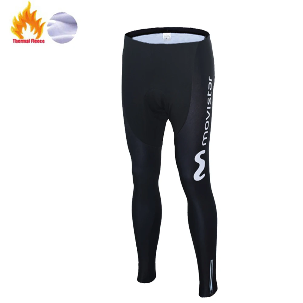fleece pants 1 12D гелевая подкладка Movistar Team с длинным рукавом для велоспорта Джерси зимние штаны ropa ciclismo для велоспорта ropa ciclismo hombre invierno - Цвет: fleece pants 1