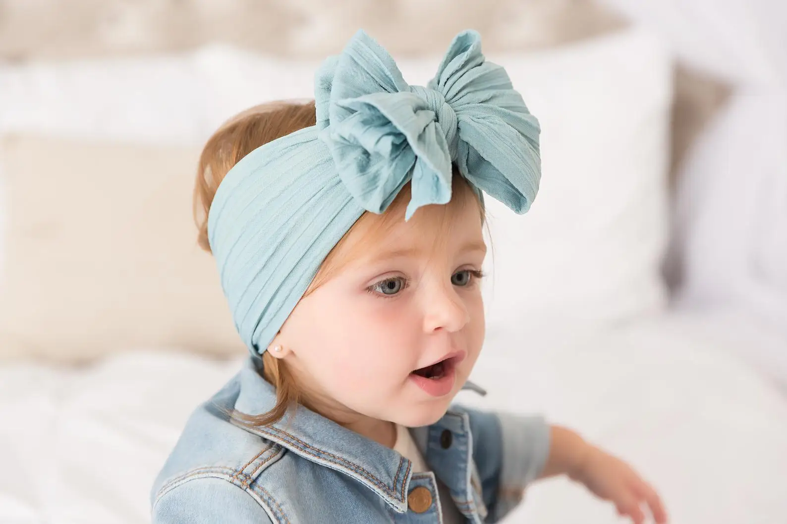 Three Layers Large Bow Baby Headband Cable Knit Girls Turban Newborn Messy Headwrap Baby Gift Super Soft Infant Headband JFNY207 baby accessories bag	