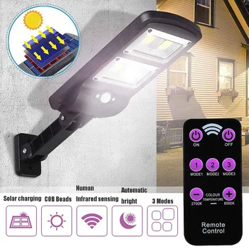 

Outdoor Motion Sensor COB Solar Powered LED Pole Wall Street Path Garden Solar Light IP65 Waterproof 3 Working Mode Solar Lamp