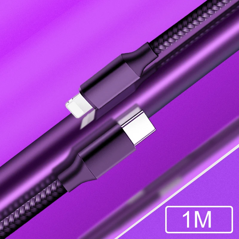 Кабель USB type C для освещения для iPhone 11 Pro Max 18 Вт PD быстрое зарядное устройство USB C для освещения зарядный кабель для Macbook Pro провод - Цвет: Черный