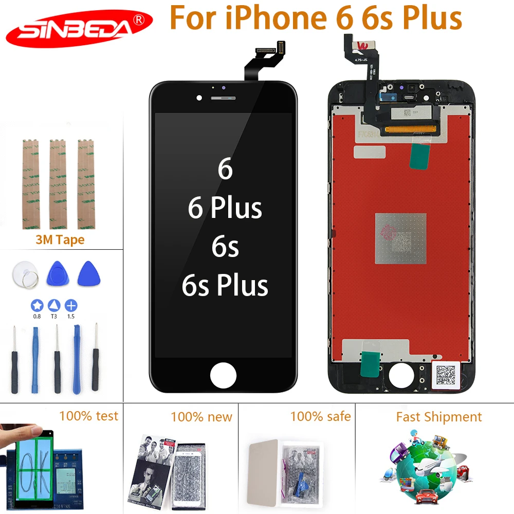 100% тестирование для iPhone 6s Plus ЖК-дисплей дигитайзер сенсорного экрана в сборе 6