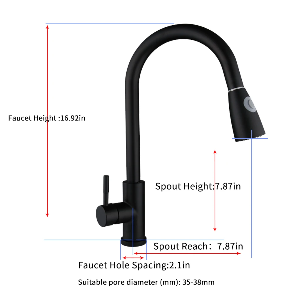 

Hot 360 Degree Water Tap Kitchen Faucets 2 Spray Modes High Arc Bathroom Basin Sink Faucets Pull Down US Sprayer Faucets US Plug