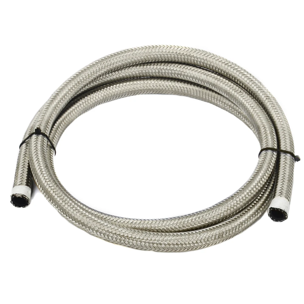 Universal 1M AN Racing Fuel Hose Stainless Steel Braided Brake Fuel Oil Line AN6 AN8 AN10 Hose Pipe Silver