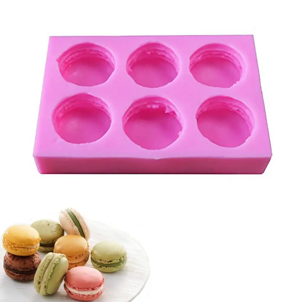 6 Cavity Macaron Silicone Mold 3D Burger Soap Form Mold Cake Chocolate Moulds