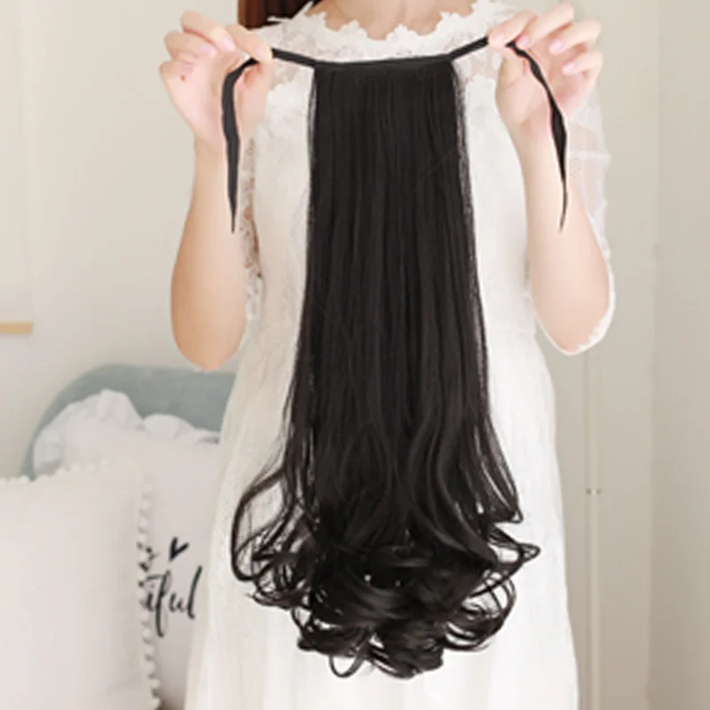 LUPU женский парик высокий конский хвост галстук Цельный коса кудрявые волосы груша цветок Перми большая волна пушистые длинные волосы - Цвет: 1B/30HL