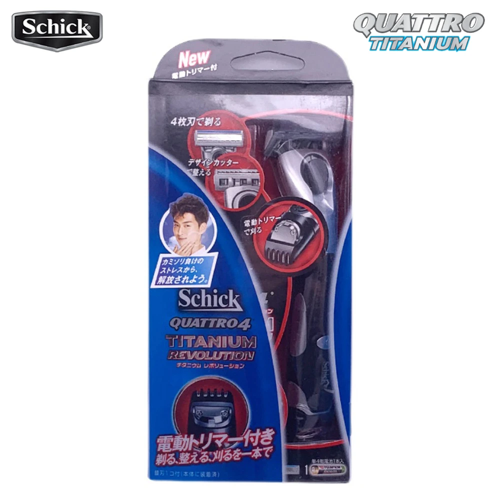 No Battery Original Schick Quattro Titanium Razor With Electric Hair Trimmer Men Shaving Body