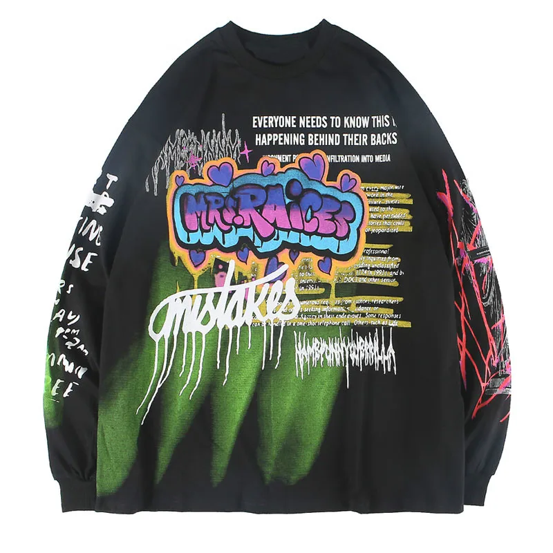 Креативная забавная с принтом «граффити»; пуловер толстовки мужские в хипстерском панковском стиле «Рок», «хип-хоп» с уличная кофты, топы