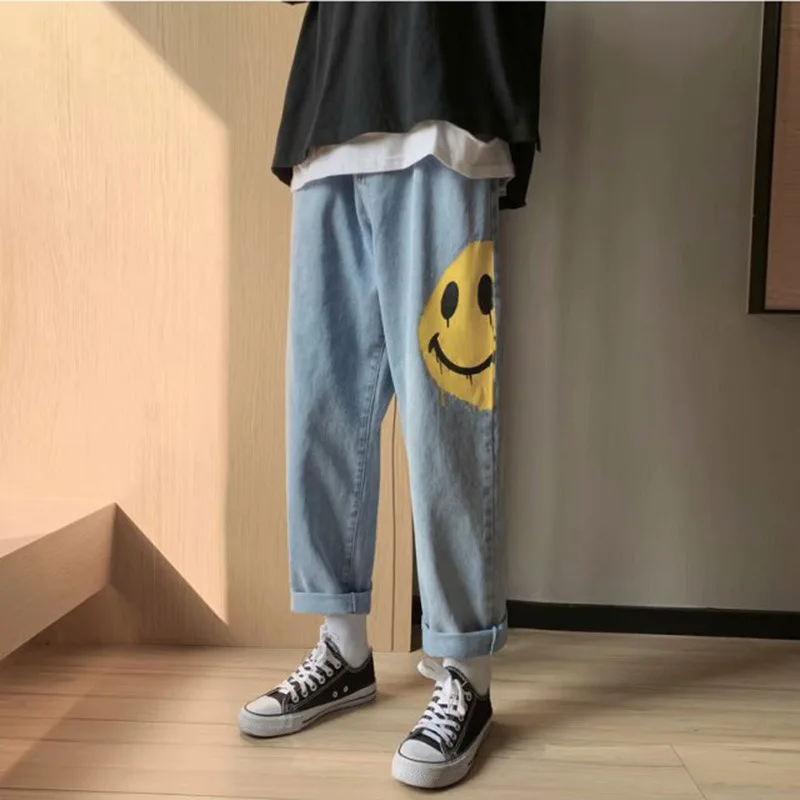 ICCLEK Straight-leg Jeans Men's Autumn/winter 2021 New Jeans Casual Pants Hip Hop Pants  Bell Bottom Jeans  Distressed Jeans