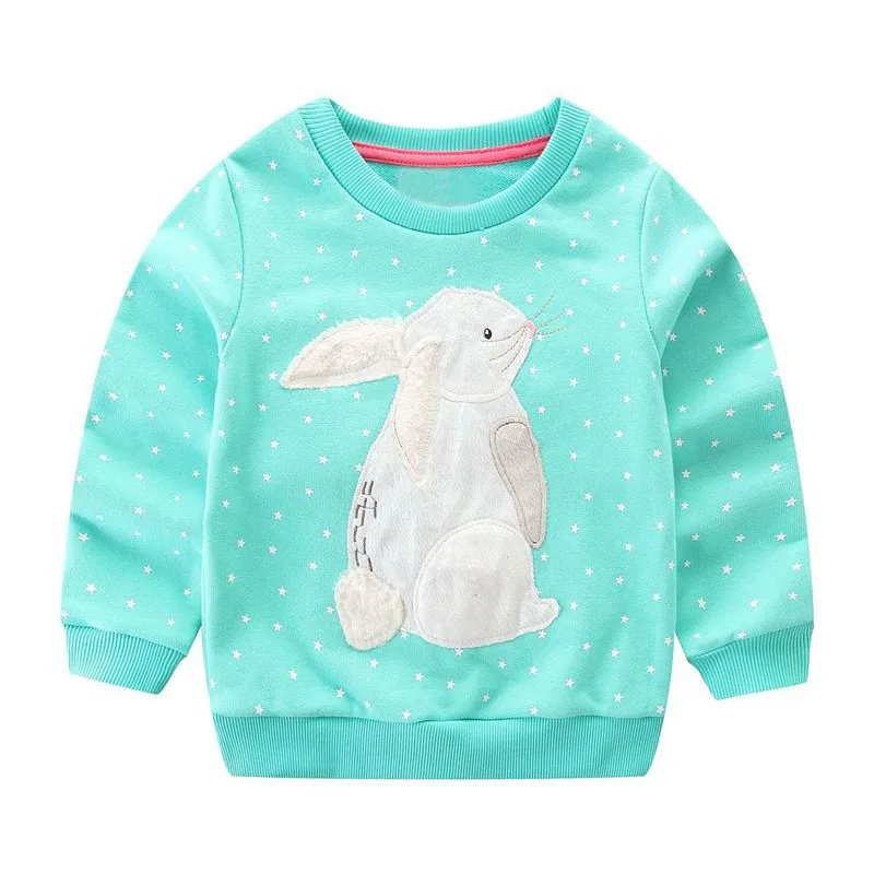 27kids 2-7years Animal Rabbit Appliques Girls Sweatshirts Child Kid Clothes Autumn Baby Girl's Clothing Boys Long Sleeve Tops