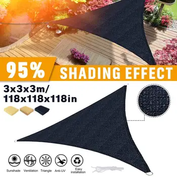 

3x3x3m Shade Sail Sun Canopy Cover Outdoor Trilateral Garden Yard Awnings Mesh Anti-UV Car Sunshade Cloth Summer