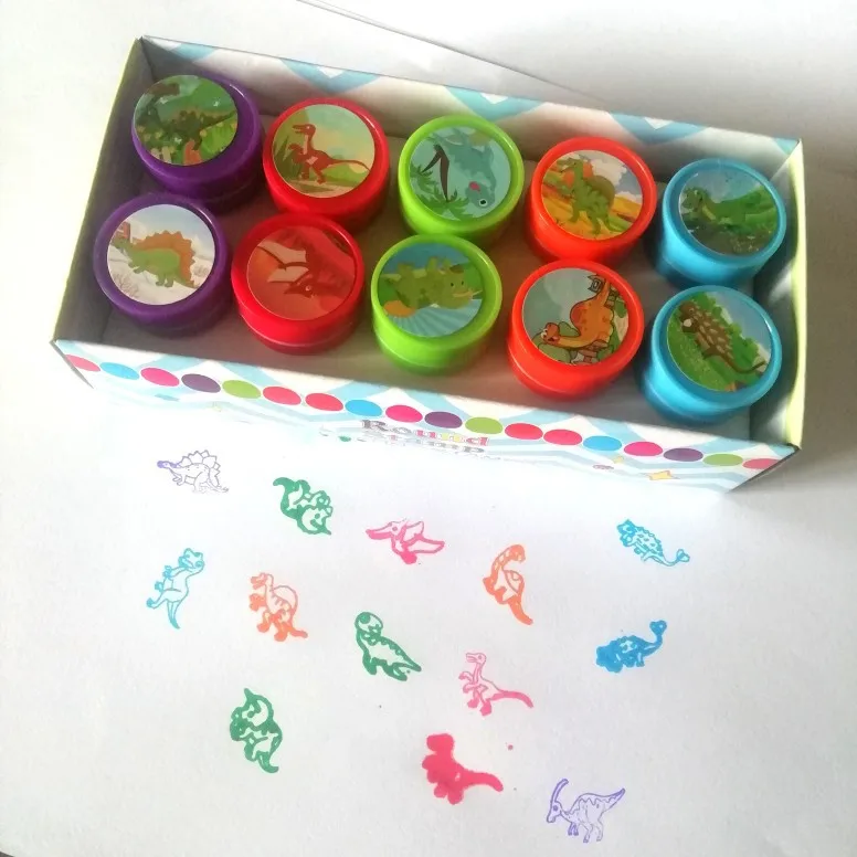 5pcs Children Toy Stamp Cartoon Floral Smiley Digital Child Seal Scrapbook Stamper DIY Cartoon Die Toy Ocean Animal Series - Цвет: 5Pcs dinosaur