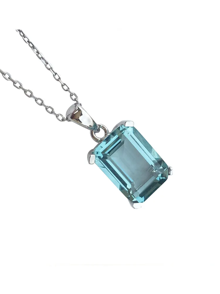 blue topaz quartz CSJ голубой топаз кварц драгоценный камень благородный хороший oct10* 14 мм кулон или ожерелье серебро 925 пробы хорошее ювелирное изделие для женщин подарок для леди - Цвет камня: blue topaz quartz