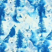 Половина ярда простой хлопок ткань с Северной Европы горячие серебряные волки печати, ручной работы DIY одежды платье Ткань хлопок CR-168