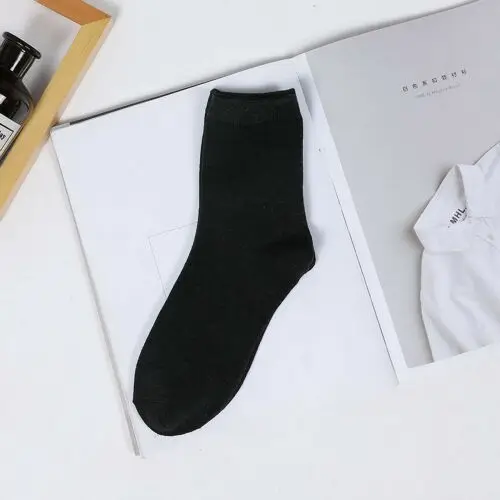 4 пара/лот = 8 шт., однотонные повседневные мужские модные носки, Осень-зима, теплые хлопковые носки, деловые мужские носки - Цвет: Black B