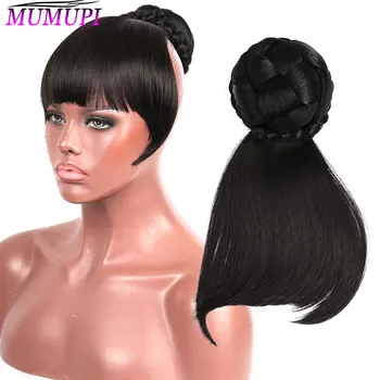 

MUMUPI hair bun Bangs Clip In Bangs Front Neat Bangs Fringe Hair afro Women Clip In Hair Extension on hair accessories fake hair