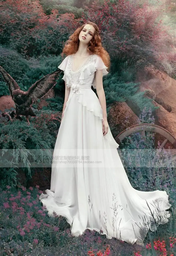 Gratis verzending 2016 nieuwe mode bruid lange vestidos formele korte mouwen v-hals elegant bruidsjurk kant strand trouwjurken Gratis verzending 2016 nieuwe mode bruid lange vestidos formele korte mouwen v-hals elegant bruidsjurk kant strand trouwjurken