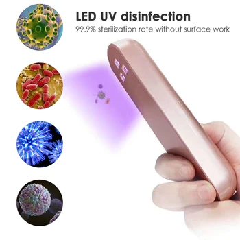 

Portable Smart Timer UV Sterilizing Light Hand-held UBS Rechargeable Ultraviolet Disinfection Light for Travel Home Office