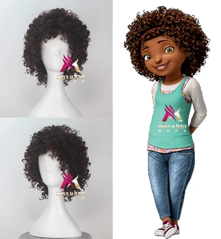 

Movie HOME Girl Tip wig Children Afro brown styled hair Tip role play synthetic hair costume with free hair cap