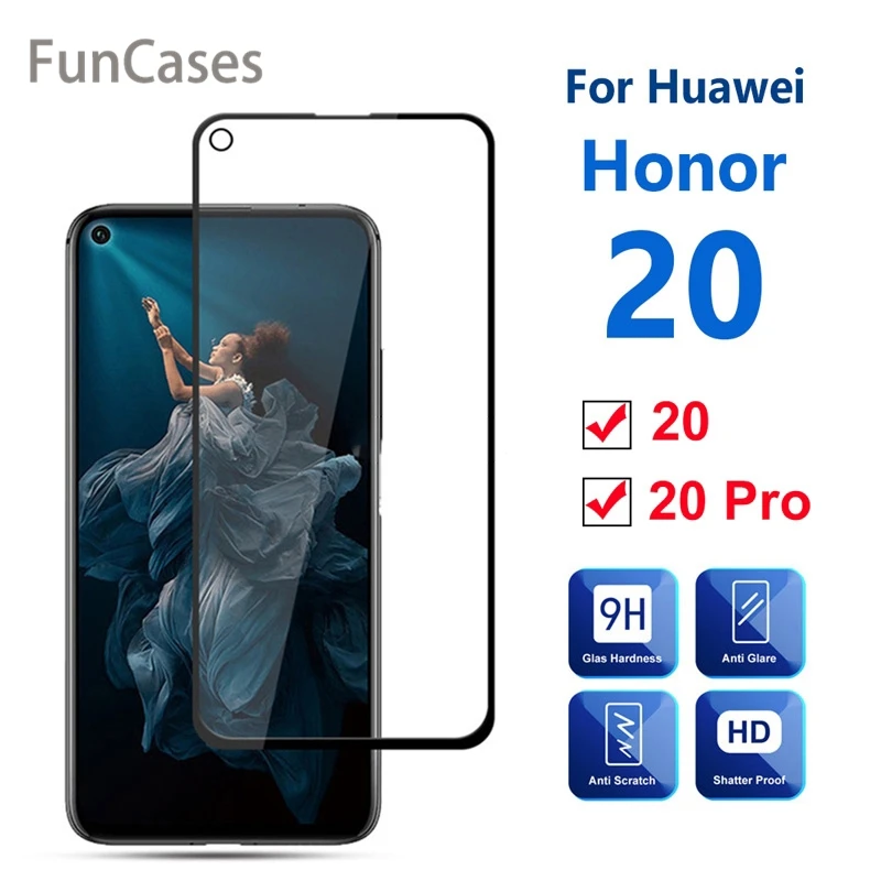 

Закаленное стекло для защиты экрана Huawei Honor 20 Pro, Передняя пленка на Honor 20, полное покрытие 6,26 дюйма, закаленное стекло