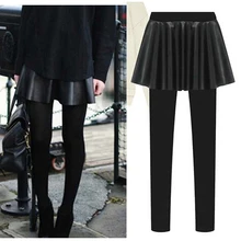 

2022 Spring And Autumn WOMEN'S Leggings Skirt Elasticity Slim Fit Slimming Faux Leather WOMEN'S Pants