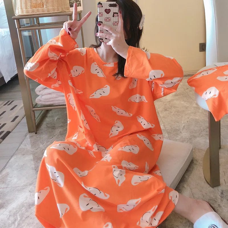

2110 # Cloud Smiley Pullover MS Long Sleeve Korean-style Sweet Pajamas Nightgown Tracksuit Two-Piece Set