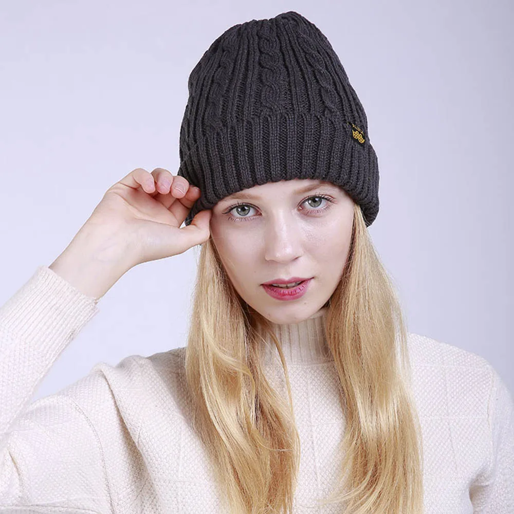 Dark Gray Beanie FS для женщин бег шапочки Skullies леди высокое качество хип хоп вязаные зимние шапки для мужчин Твердые Открытый Спорт лыж колпак - Цвет: Dark Gray Beanie