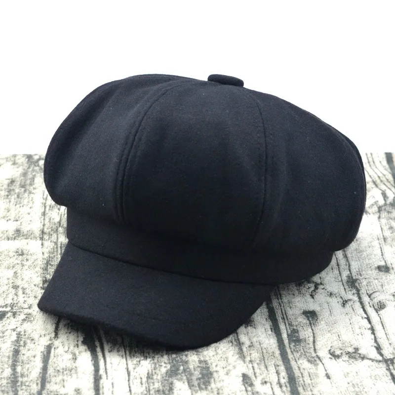 

Korean-style Octagonal Cap Men's Women's Brim Hat Outing Versatile Woolen Hat Autumn And Winter tian inflooring Hat Were Macroce