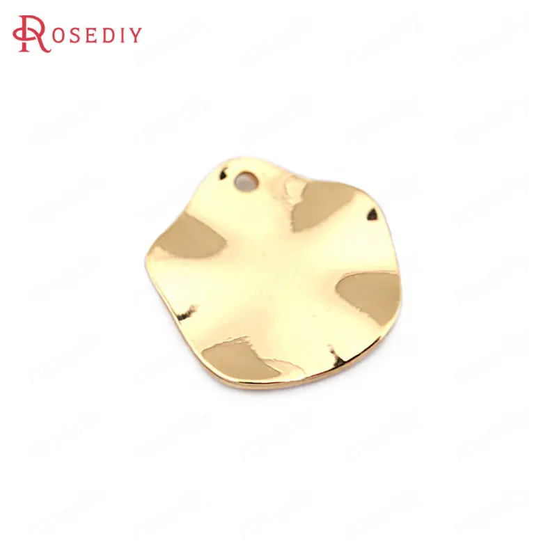 

(33650)10PCS 15.5*15MM thickness 1MM 24K Gold Color Brass Wave Irregular Charms High Quality Diy Jewelry Findings Accessories
