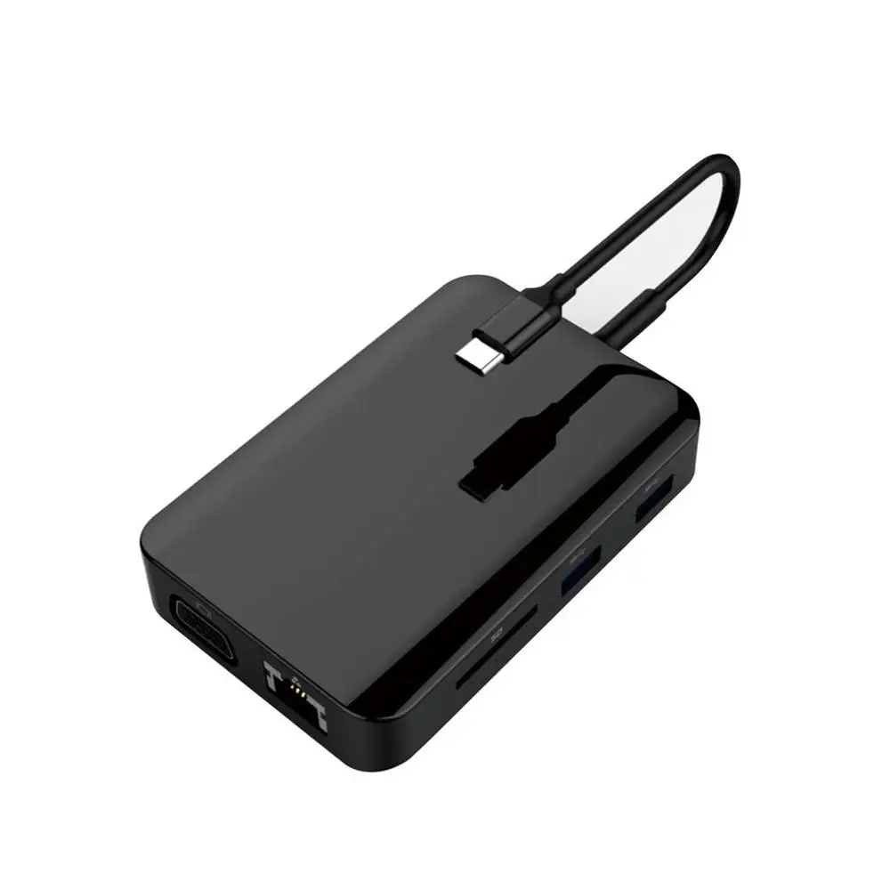 6-в-1 Тип-C Usb-C отложным воротником Hdmi сетевая карта Vga компьютера телефона Зарядное устройство концентратор многофункциональный конвертер