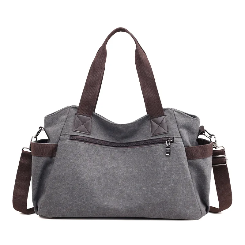 Canvas Handbag Simple Casual New Style Solid Color WOMEN'S Bag Versatile Large-Volume Commuting Shoulder Bag
