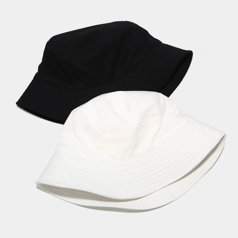 Oloey Summer White Double-sided Simple Bucket Hat Women Solid Flat Big Brim Casual Men's Beach Sun Hat Soft Shade Fisherman Hats