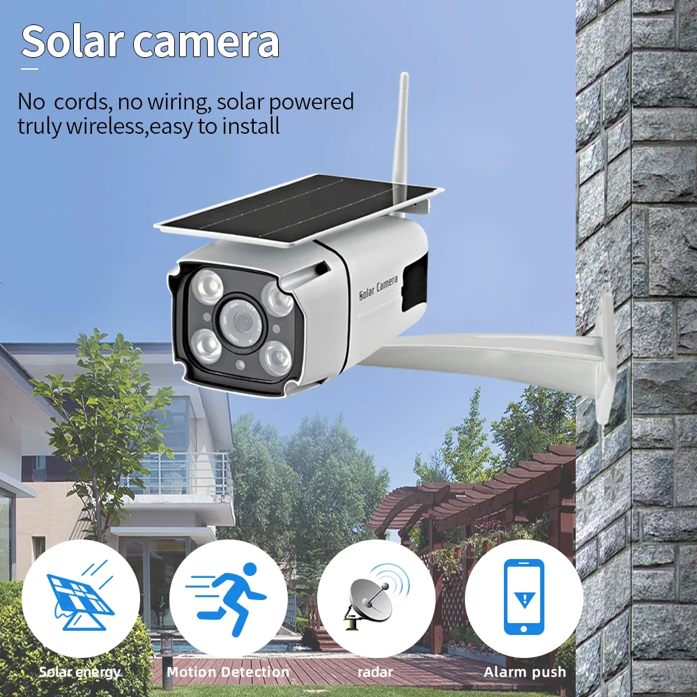 Câmera de Segurança Radar ao ar 1080p sem Fio Solar Powered Wifi Bateria Cctv Câmera Livre Detecção Movimento Visão Noturna P2p ip 2 sem fio wifi bateria cctv câmera radar