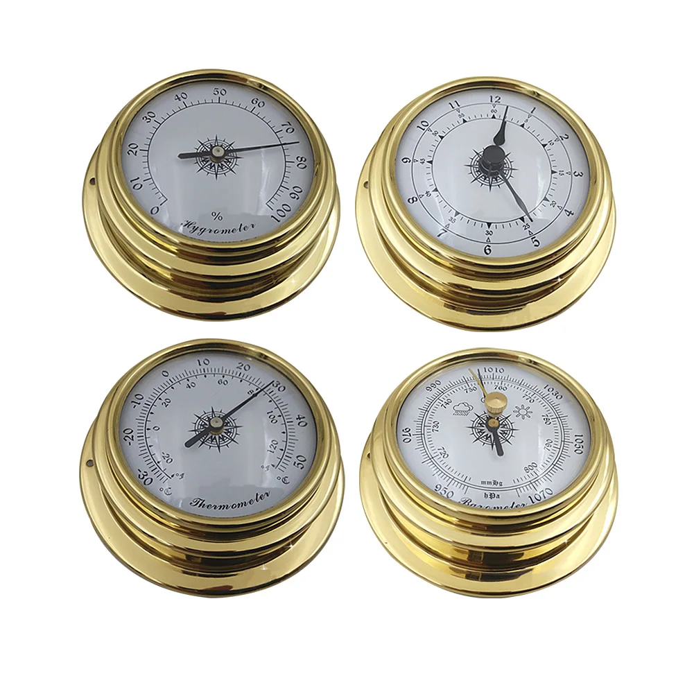 

4Pcs Meter Tool Kit Weather Station Set Thermometer Hygrometer Accurate Accessories Wall Mounted 98mm Barometer Clock Marine