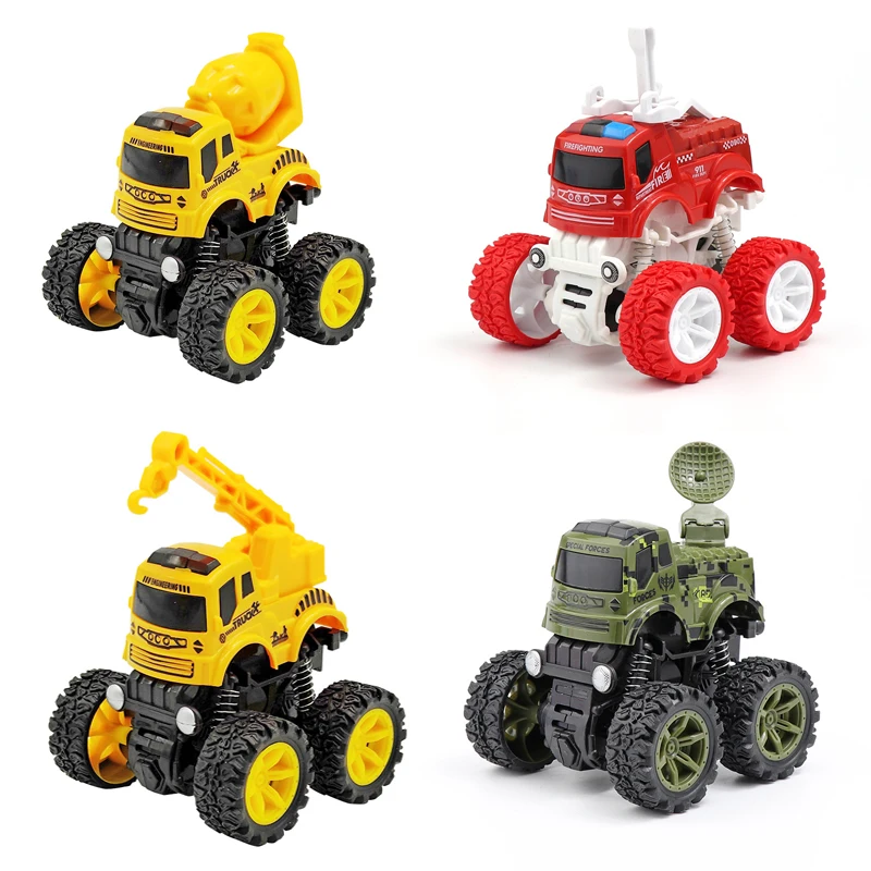 

Four-Wheel Drive Truck Durable Diecasts Toys Friction Power Mechanical Engineering Vehicle Model Fancy Rotation Inertial Car