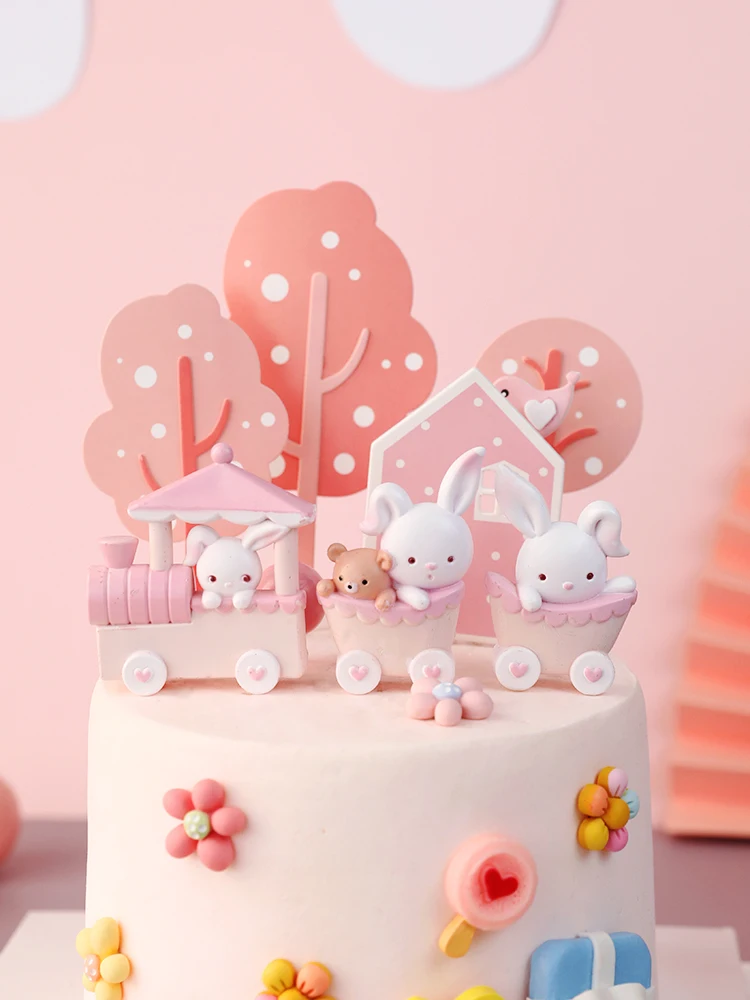 Set 6 Topper Per Torta A Forma Di Coniglietto – Decorazioni In Plastica Per Compleanno Baby Shower E Festa Bambini - 2