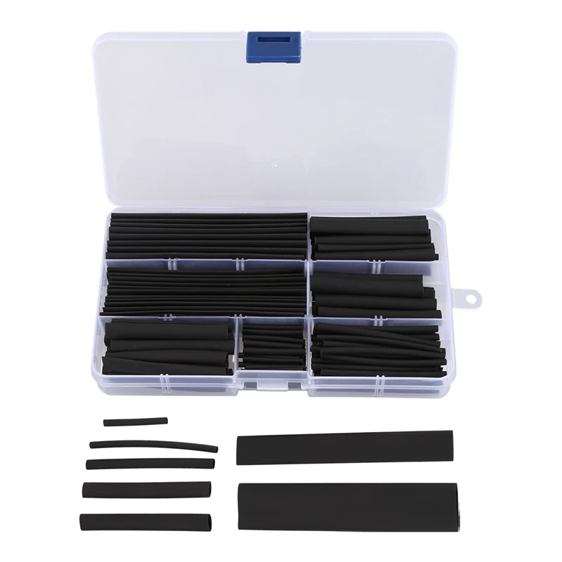 

Black Assorted Sizes Heat Shrinkable Tube Sleeving Wrap Wire Kit 150Pcs