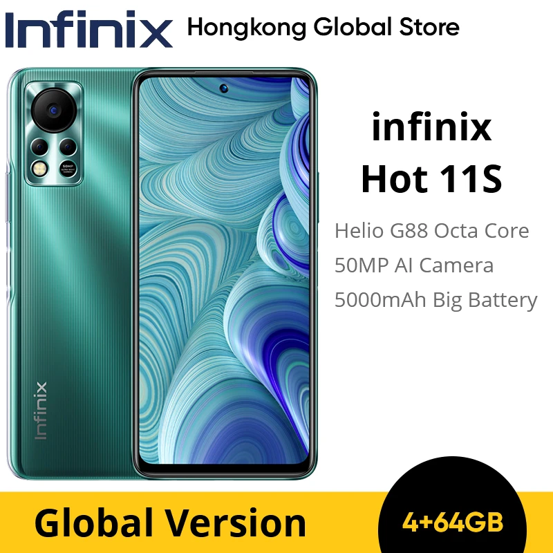 infinix hot latest phone Global Version Infinix Hot 11S 4GB RAM 64GB ROM 6.78''FHD+ Display 5000mAh Battery 50MP Rear Camera Helio G88 NFC Moblie Phone infinix new cell phone