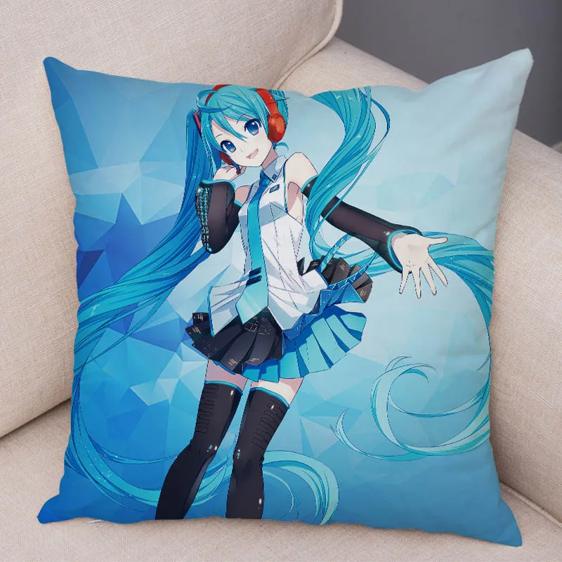 Милый Хацунэ Мику Музыка Девушка VOCALOIDCushion чехол для дивана домашние подушки в автомобиль Чехлы 45x45 см декоративная Подушка Чехол Наволочка с мультяшным принтом - Цвет: 10