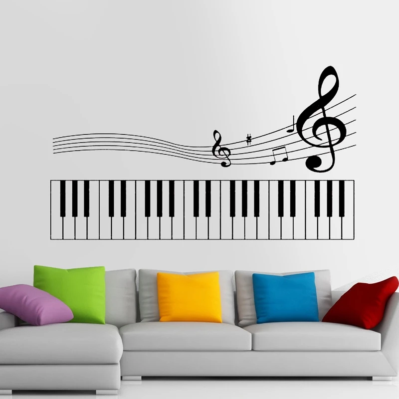 Piano Party Music Note Wall Sticker Rock Car Name Stickers Pub Ktv Decal Home Decoration Mural Band Decal