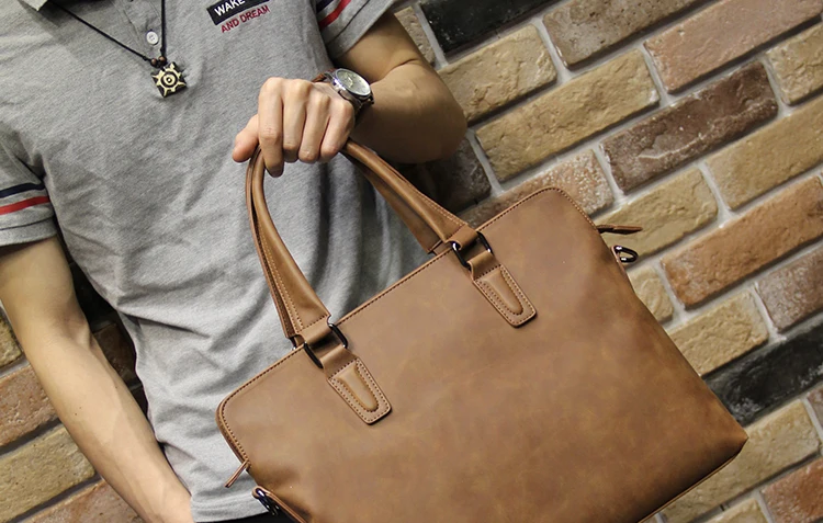 Мужская сумка Корейская версия Crazy Horse кожаная мужская Сумка Bolso Hombre 1" ноутбук большой мужской портфель Maleta