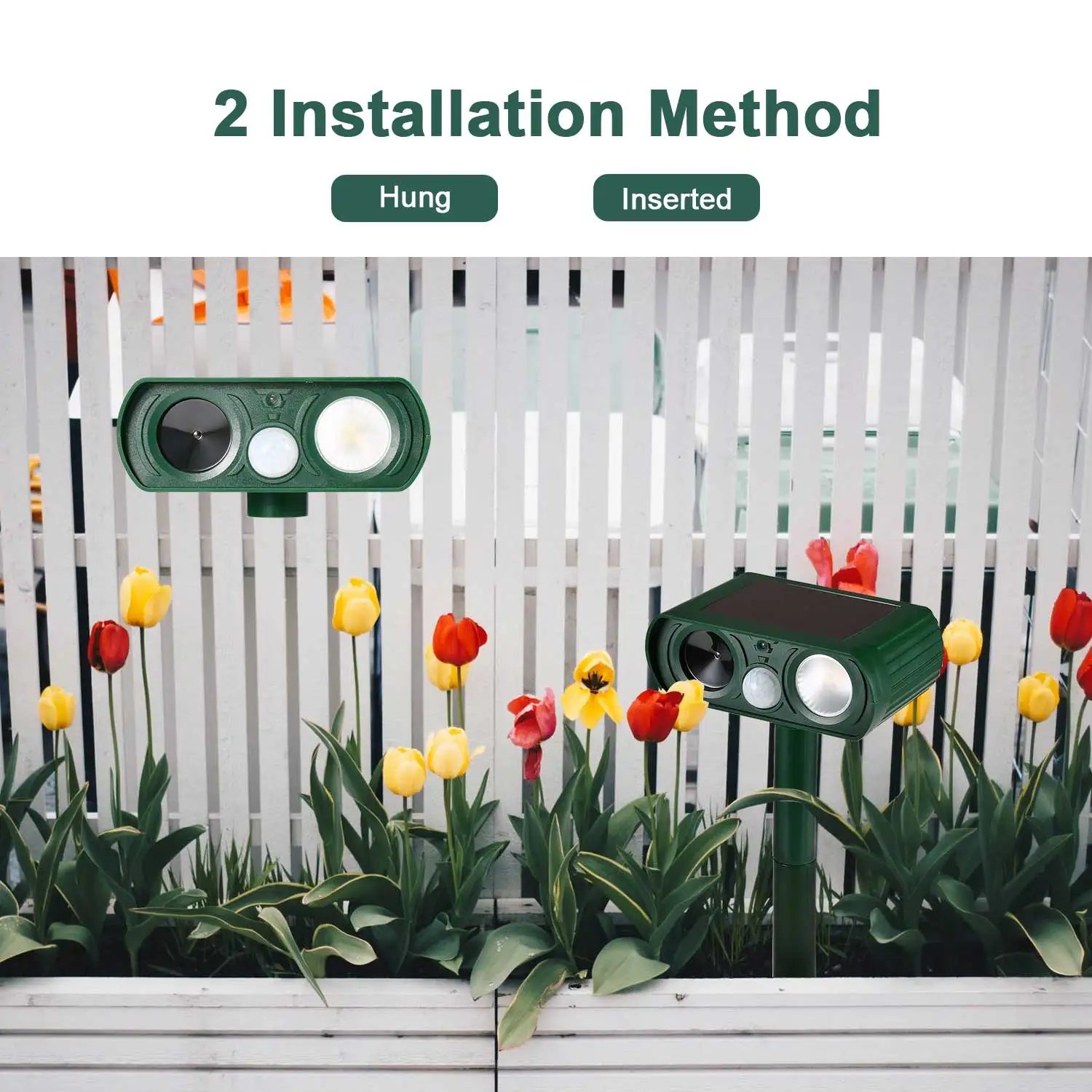 Solar Ultrasonic Repeller Deterrent Pest Cat Dog Fox Deterrent Solar Powered Scarer Repellent Outdoor Garden Tools Repellents