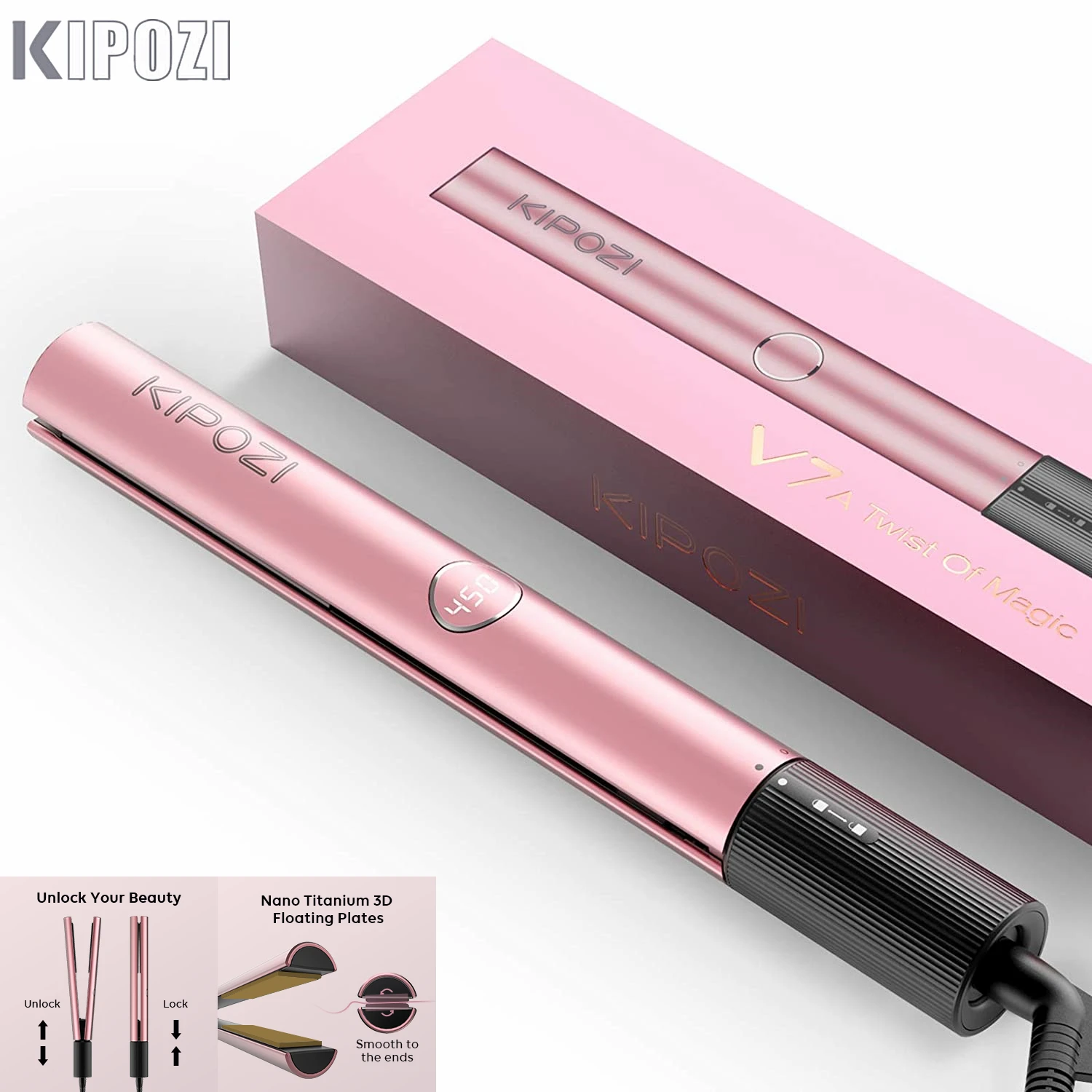 KIPOZIalisador De Pelo Profesional LCD, Plancha Plana, 56 OFF