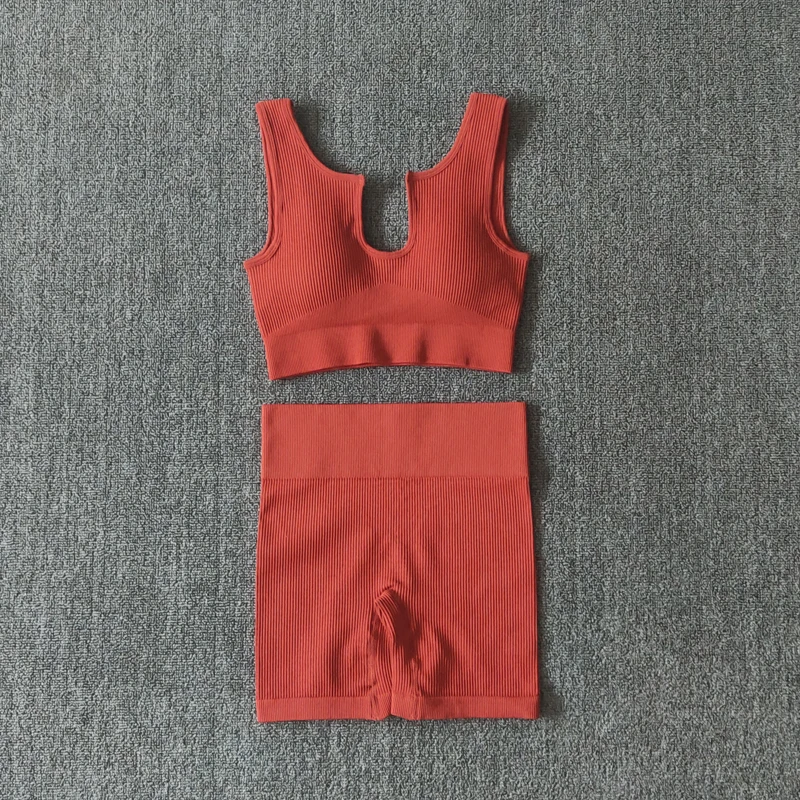 2/4/6PCS Seamless Women Yoga Set Workout Sportswear Fitness Bra Sport Pants Gym Clothing High Waist Leggings Shorts Sports Suits