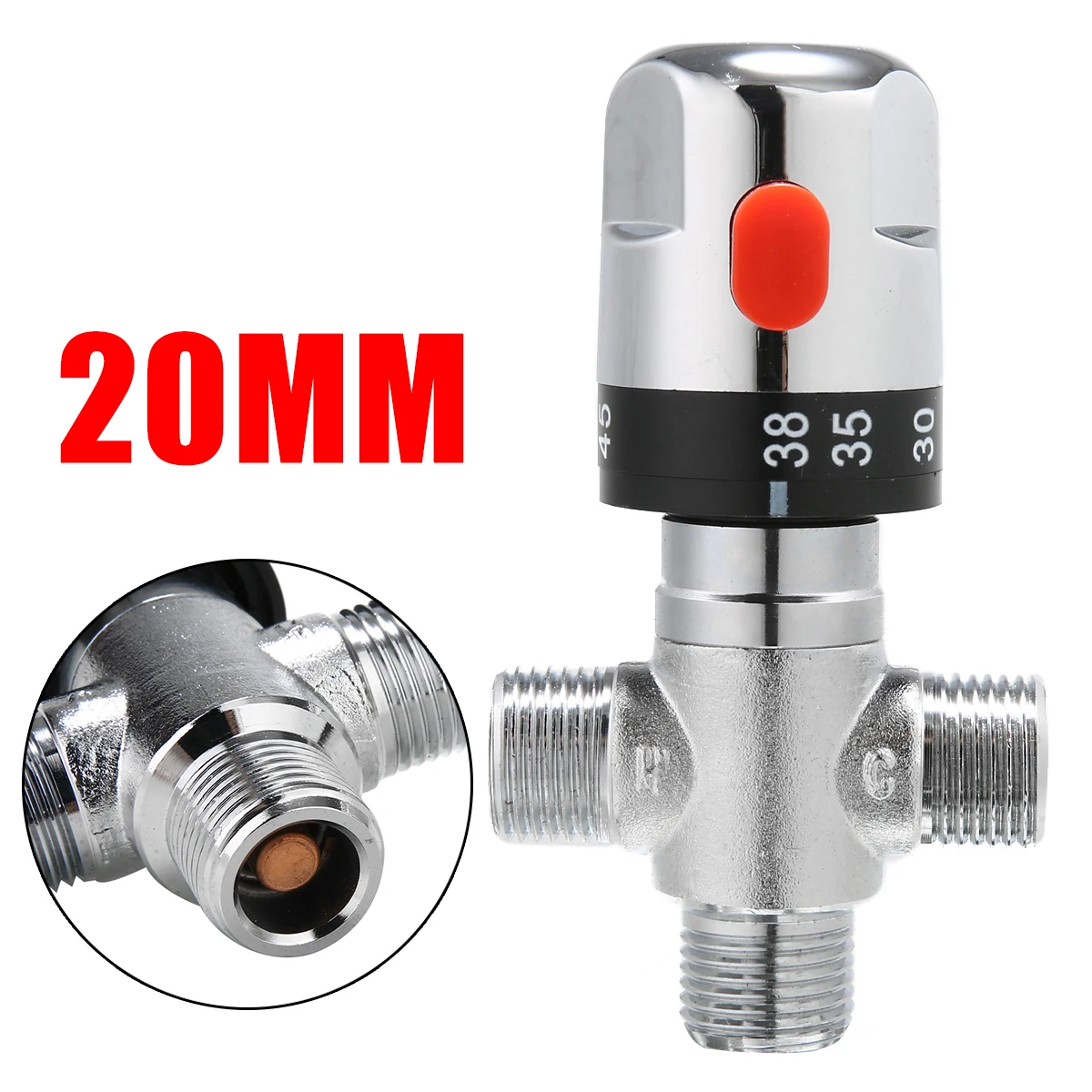 

Bathroom Pipe Shower Thermostatic Mixing Valve Copper Thermostat Faucet Mixing Valve Tools for Water Temperature Control 20mm