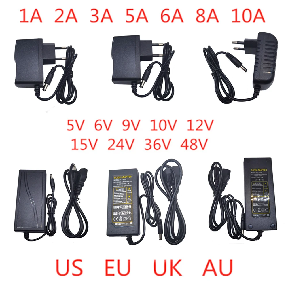 5 в 6 9 10 12 В 15 24 36 48 1A 2A 3A 5A 6A 8A 10A адаптер переключатель питания зарядное устройство