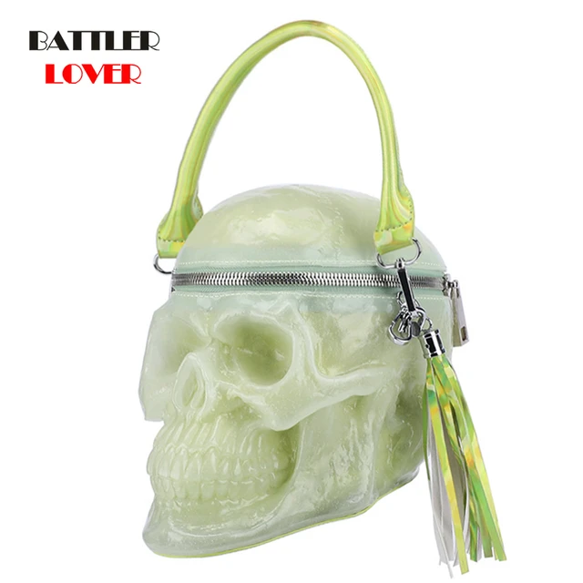 Originality Women Bag Funny Skeleton Head Luminou Handbag Single Package Fashion  Designer Satchel Package Night Light Skull Bags - AliExpress