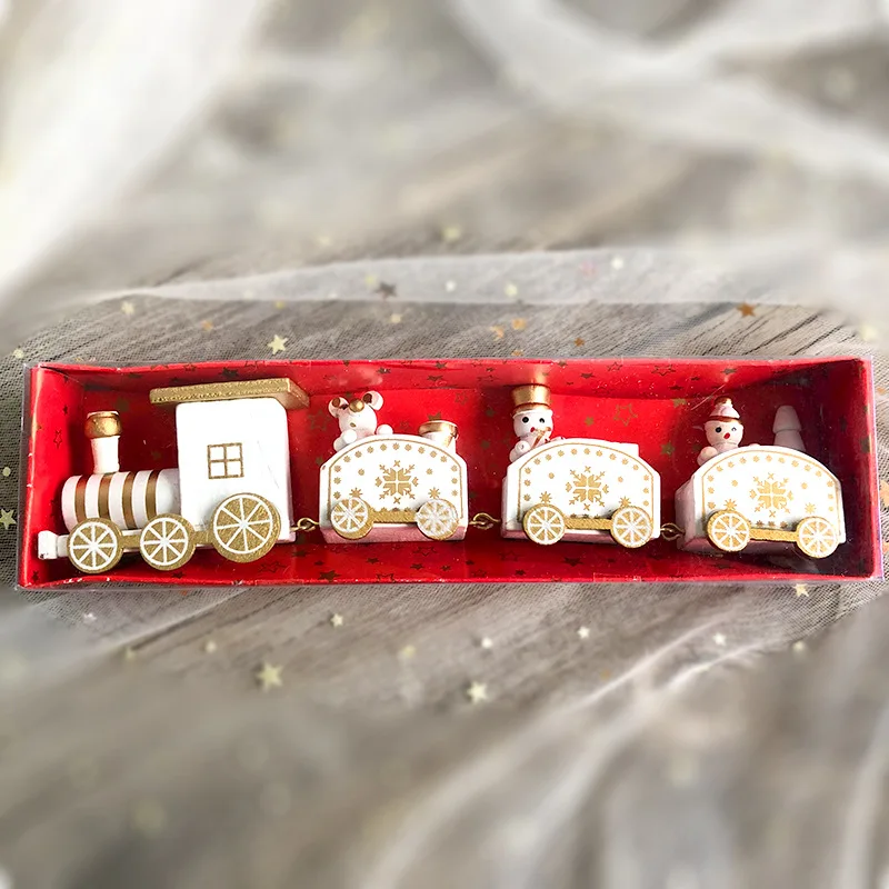 4 узла Рождественский поезд расписные деревянные рождественские украшения для дома с Сантой детские украшения-игрушки подарки на год