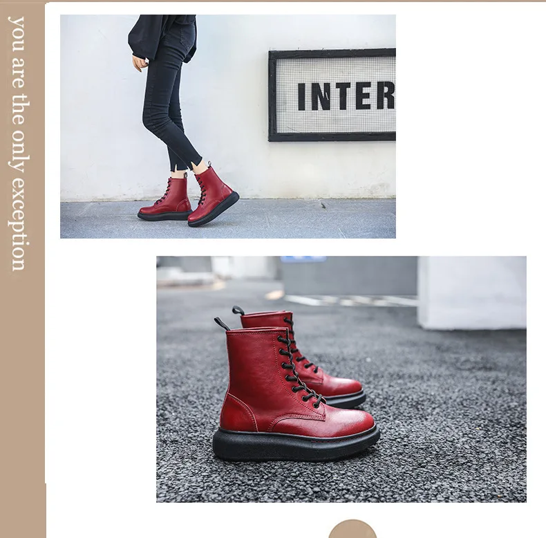 Новинка; осенне-зимние ботинки в Корейском стиле; кожаные ботинки для отдыха; Ботинки martin на толстой подошве; безопасная обувь; короткие ботинки