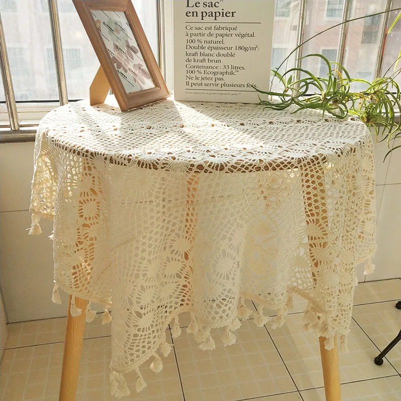 Handmade Crochet Cotton Lace Table Runner Tablecloth 33*150cm 