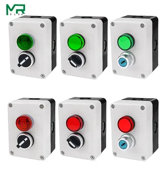 

NEW 2 holes start stop self sealing waterproof button switch 220V with indicator light Electrical industry stop switc